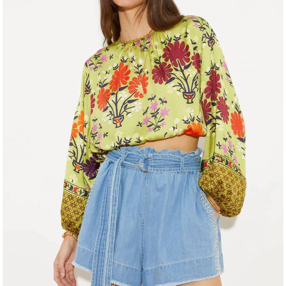 NEW BOTEH eden full sleeve crop top in chartreuse - Picture 4 of 4